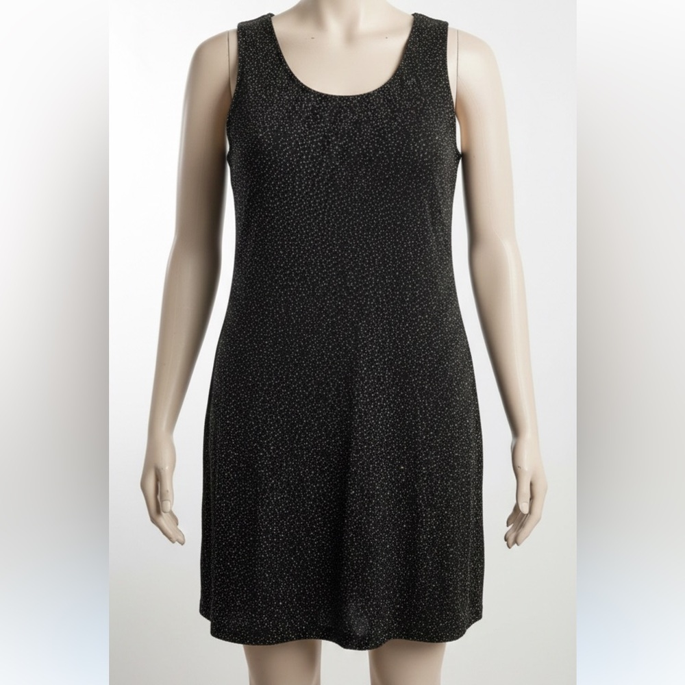 Vtg 80s RABBIT RABBIT RABBIT Sparkly Black Sleeveless Mini Dress - Plus Size 24W